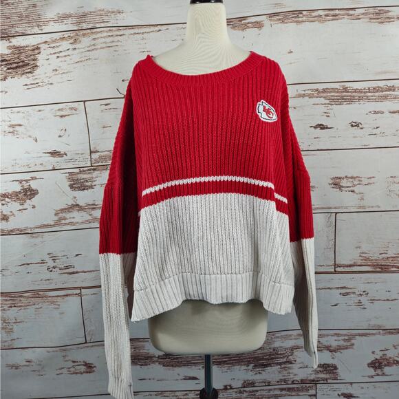 Kansas City Chiefs Sweater Chunky Script Pullover Size XL - Picture 1 of 7